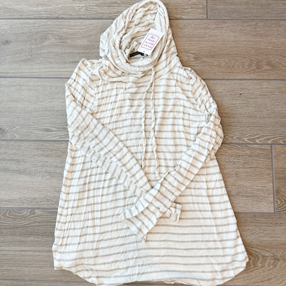 Long sleeve Hooded striped top